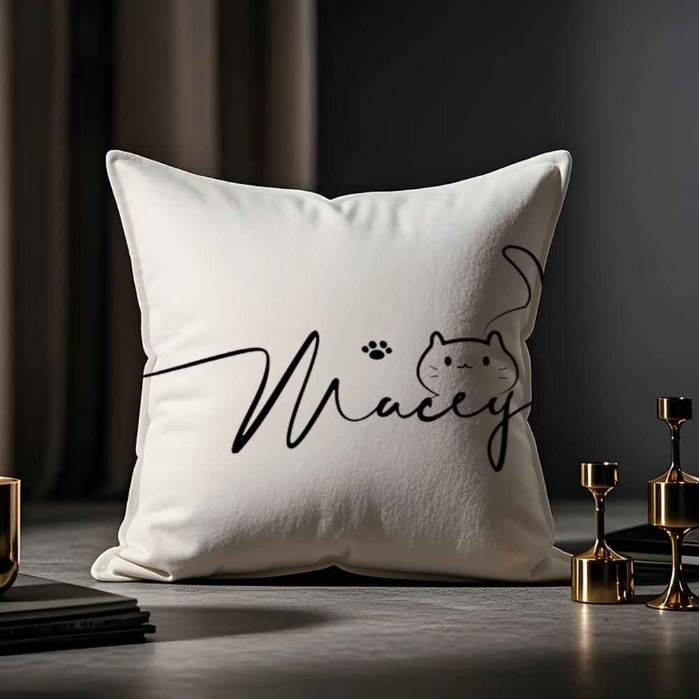 Artistic Animal Signatures Cushion Cover Anti-dustmite Pillowcase Invisible Zipper Silky Short Plush Sofa Cushion Cover
