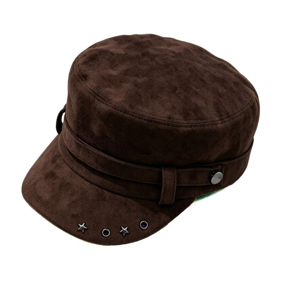 Solid Color Flat Top Hat Versatile Equestrian Hat Casual Newsboy Peaked Cap Daily