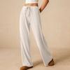 Women Comfortable Casual Drapery Bandage High-Waisted Solid Color Loose Fit Wide Leg Pants