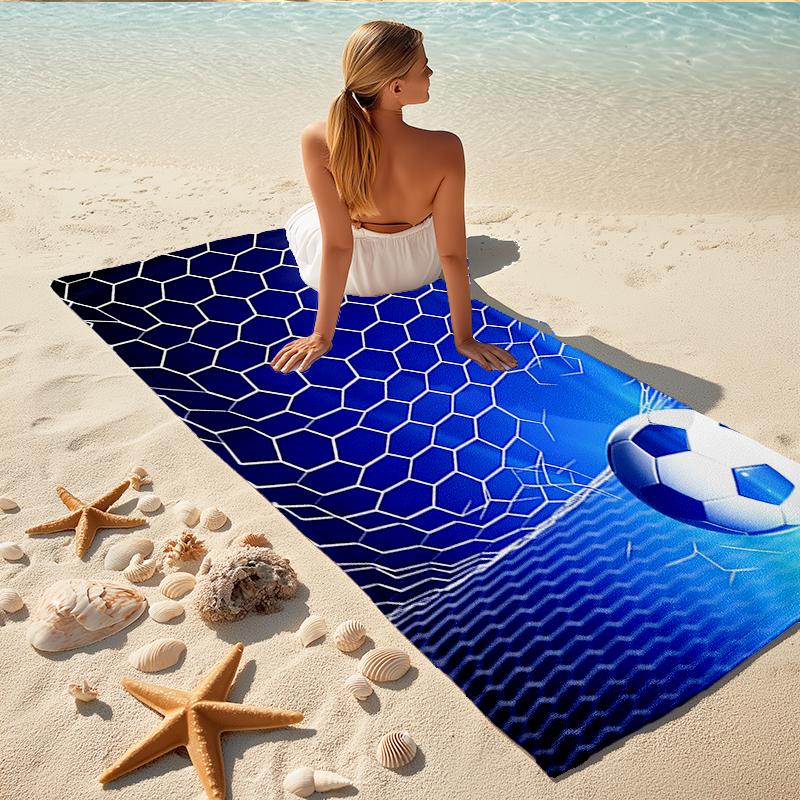 1Pc Soccer Ball Goal Net Beach Towel, Quick Dry, Multi-Use for Beach Pool Gym Yoga Home Travel, Christmas, Halloween, Xmas Gift M928559