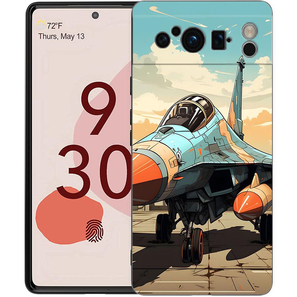 Fighter Planes Phone Case For Google Pixel 8 7 6 Pro 8A 6A 7A 5G Soft Silicone Shockproof TPU Black Cover Fundas