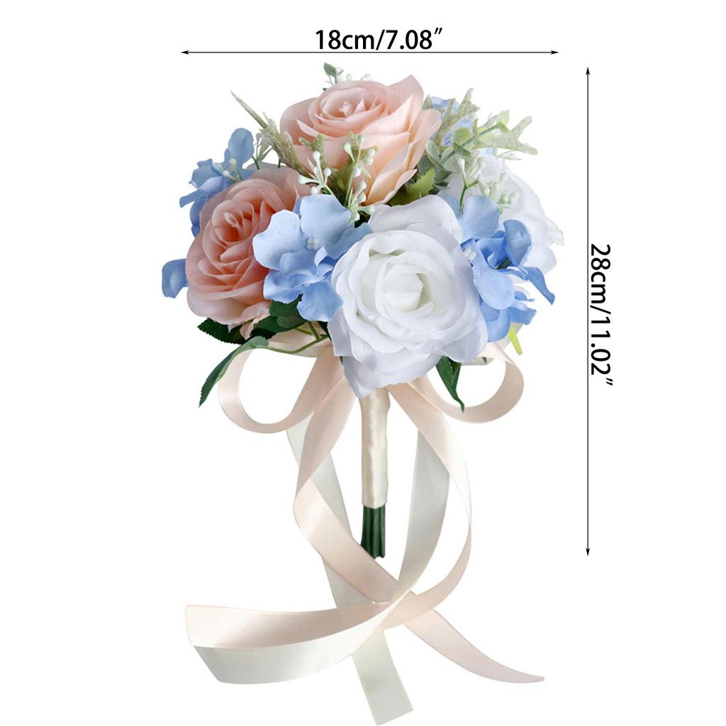 Wedding Artificial Blue Pink Small Flower Bouquet Decorative Flower Ornaments Handheld for Bridal Bouquet Wedding Party