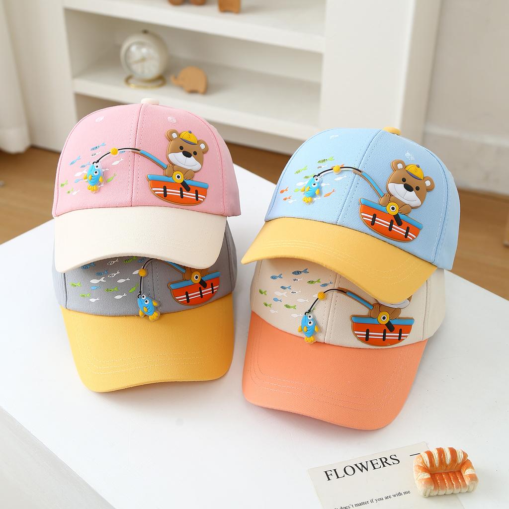 Cartoon Teddy Bear Children's Baseball Cap Cute Boy Sun Hat 2-8 Years Old Children's Duckbill Cap Baby Outdoor Sun Mask