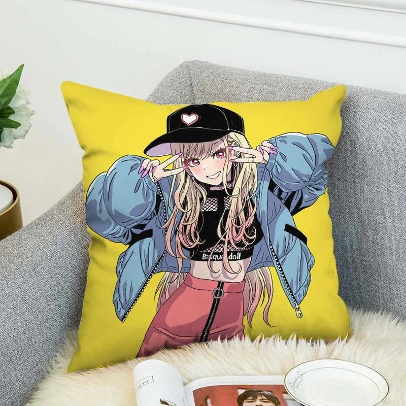 Pilow Cases Kitagawa Marin Couple Pillow Pillowcases 50X50 Decorative Pillows For Sofa Car Decoration Cushion Cover Luxury Anime