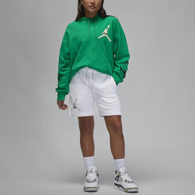 Jordan Logo Print Drawstring Loose Straight Shorts Women Bottoms White DZ3388-100