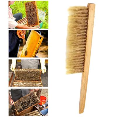 Bee Brush Double Row Bristles Multipurpose Wood Handle Brush Bee Hive Tool for Farm