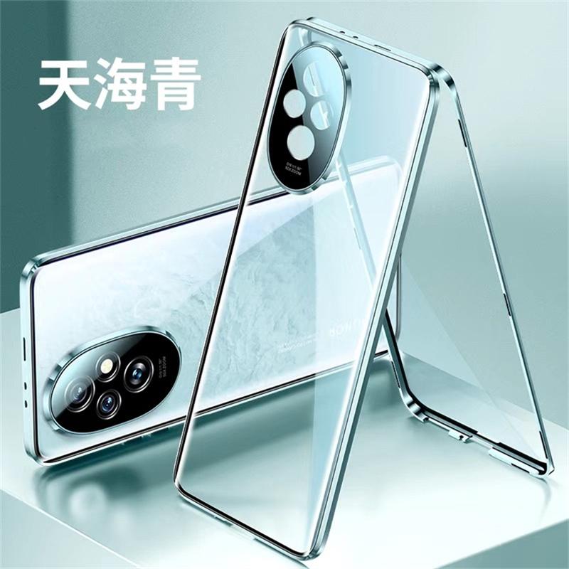 360 Full Case For Honor 200 Pro 100 100Pro 5G Double Sided Magnetic Adsorption Metal Tempering Glass Protection Cover Bumper