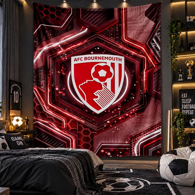 Wall Hanging Tapestry Bournemouth Football Print Cloth for Living Room Bedroom Home Decor