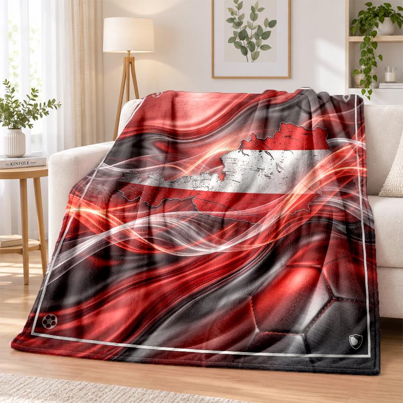 Austria Football Printed Flannel Blanket Warm Comfort Bed Throw For Indoor Home Decoration