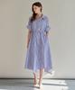 MAXZA Striped String Asymmetrical Shirt Dress