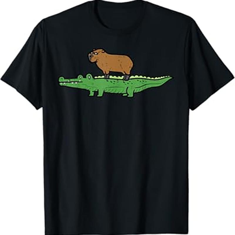 

Capybara Riding an Alligator Humorous T Shirt 5XL різнокольоровий