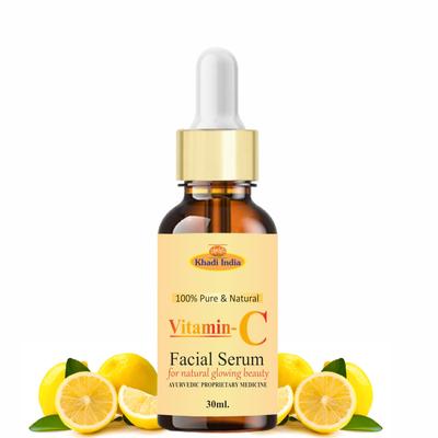 Khadi Herbal Vitamin C Face Serum for Glowing Skin | Brightening and Hydrating Serum for Daily Skin Care | Suitable for All Skin Types 30ML