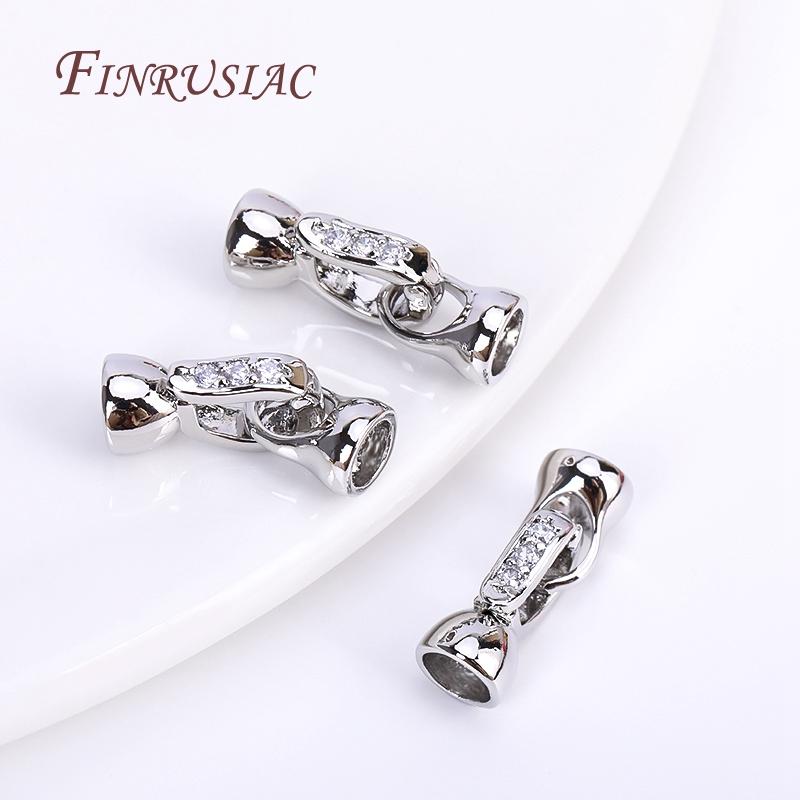 DIY Pearls Jewelry Fittings 18K Gold Plated Inlaid Zircon Lock Clasps Closure Fasteners For Beading Jewelry Making