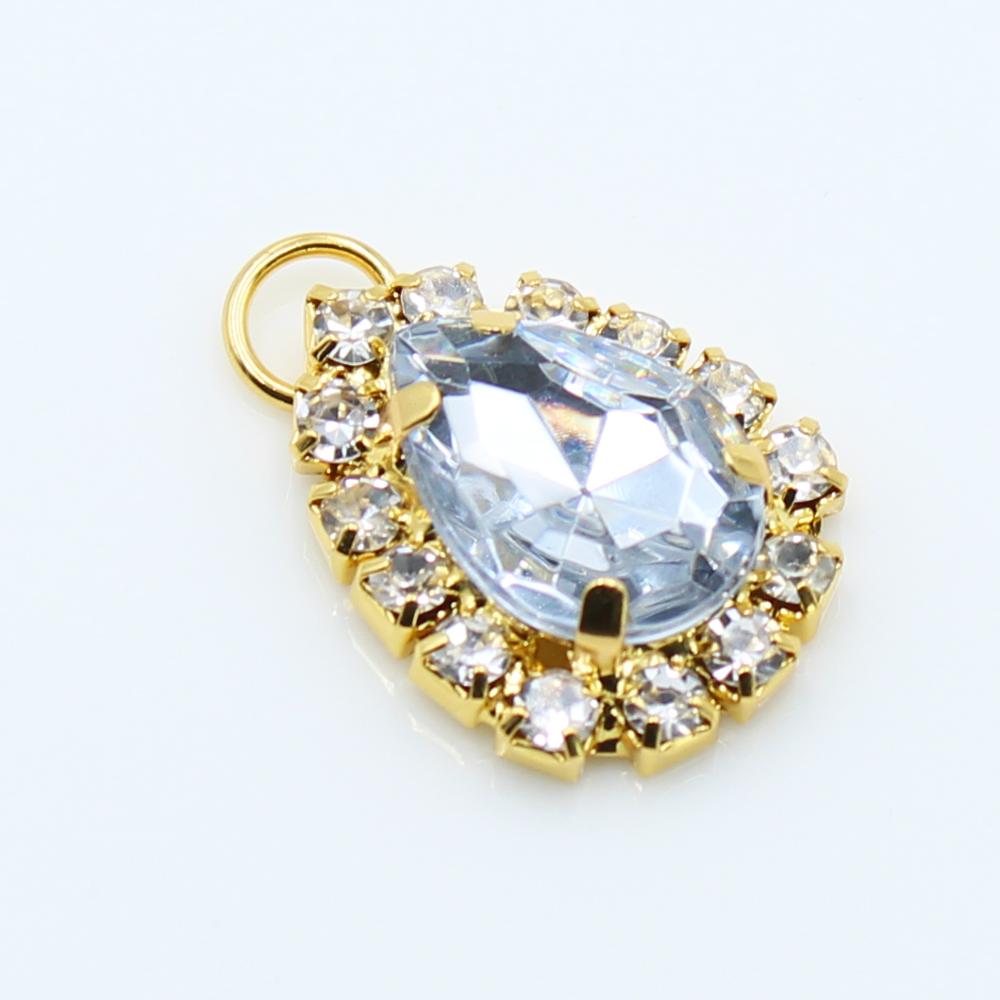 

NEW 10Pcs Acrylic Pendant Water Drop Rhinestone Buttons Scrapbooking Accessories For Needlework Metal Sewing Handwork Decoration