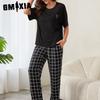 GMXIA Pajamas Women's Spring and Summer Thin Short-sleeved Trousers Homewear Suit