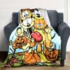 Garfield Halloween Cartoon Flannel Blanket Super Soft Warm Cozy Blanket for Sofa Bed Office Travel All‑Season Home Decor Gift