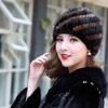 Mink Fur Hats For Women Fashion Ear Protection And Warm Natural Fur Knitted Hat Fluffy Fur Caps Ladies Black Fur Caps Winter Cap