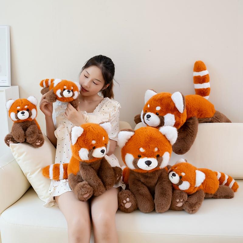 Simulation Stuffed Animal Prone Posture  Panda Raccoon Dolls Super Soft Toys Cartoon Baby Comfort Decor Christmas Birthday Gifts