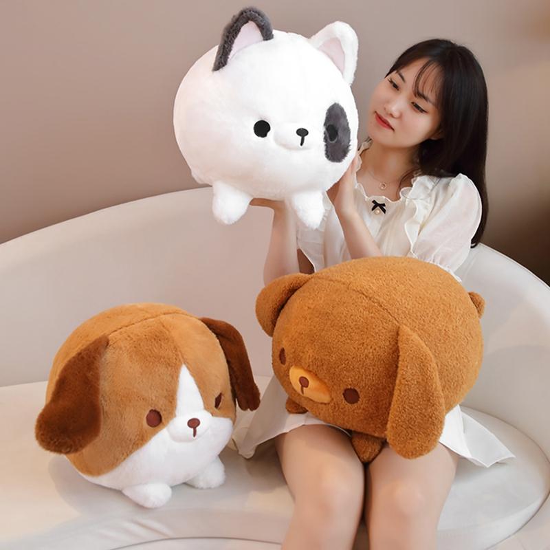 1pc 30/40cm Cute Round Teddy Dog Shiba Inu Bulldog Beagle Plush Toys Cartoon Dog Sofa Cushion Throw Pillow Xmas Gift