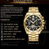 Quartz Stainless Steel Watch Gold 46mm Large Dial Calendar Waterproof High Quqality Sport For Men Relogio Masculino