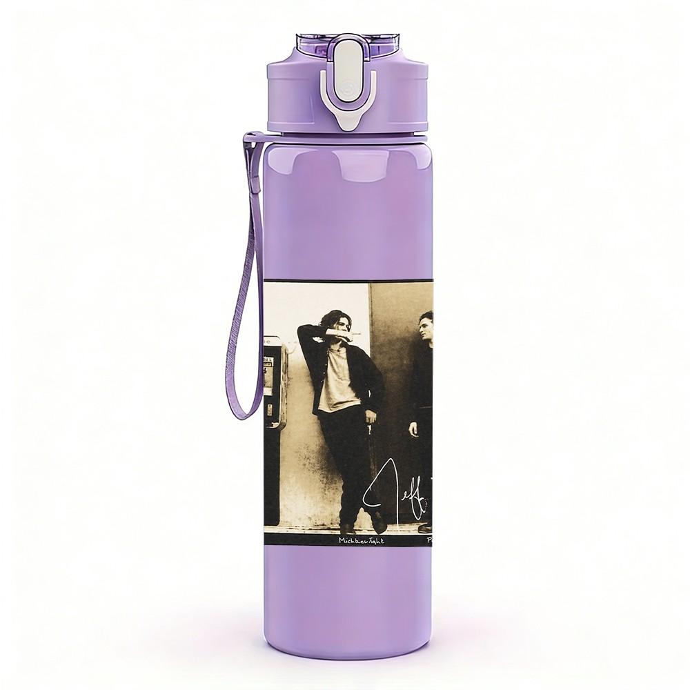 1PC Band Group Black White 750ml Sports Water Bottle Leakproof Straw Lid Outdoor Office Home