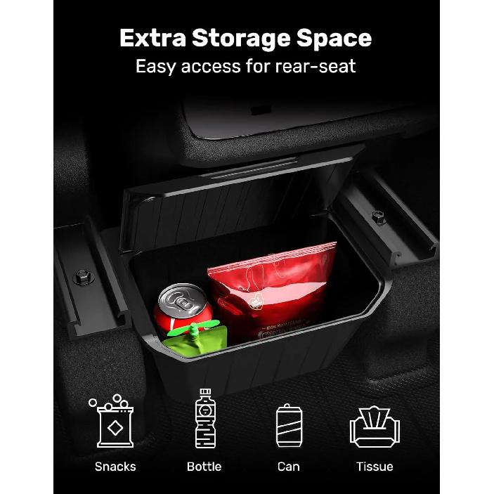 For Tesla Model Y TPE Rear Seat Storage Box Under Air Vent Organizer Backseat Trash Can Garbage Bag Car Interior Accessories