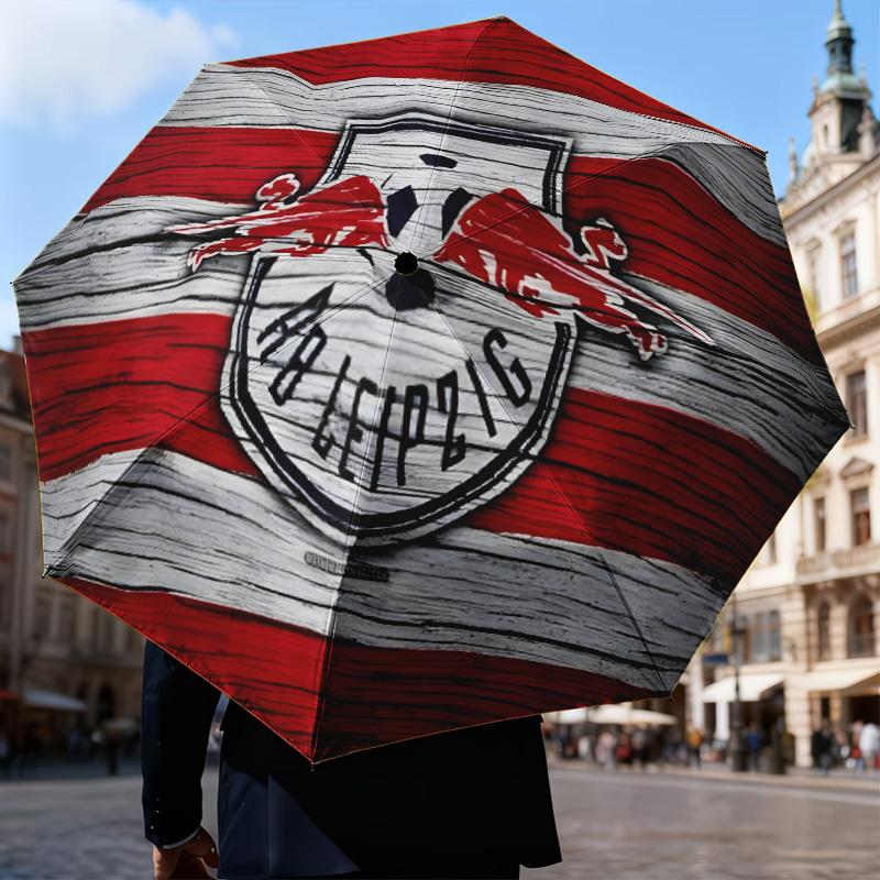 Leipzig Soccer Crest Automatic Folding Umbrella - 8-Rib Travel Umbrella with Auto Open/Close & Portable Gifts for Holidays or Birthdays