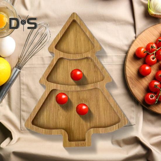 Christmas Tree Shaped Tray Wooden Charcuterie Dessert Boards Steak Dinner Plate Safe Easy To Clean Serving Platter for Parties Events