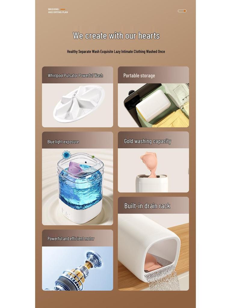 Kompakte Unterwäsche- und Babykleidungswaschmaschine: Schlaf-, Reise- und Heim-Essential-Gadget
