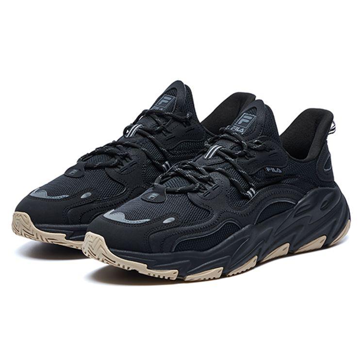 Fila Wave Series Fabric Synthetic Leather Sports Comfortable Shock Absorption Wear-Resistant Breathable Support Low-Top Casual Shoes F12M226112FBK