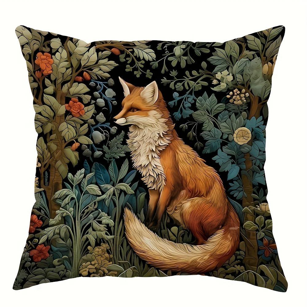 Short Plush Material Pillowcasewild Animal Themed Cushion Covers: Bear, Fox, Deer & Highland Cow Designs Sofa Cushion Cover Home