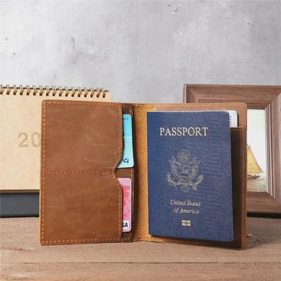 5504 Genuine Crazy Horse Leather Passport Wallet for Men and Women - Card Holder & Travel Accessory