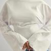 Y25TP201 European and American Women's Solid Color Round Neck, Wide Sleeve, Cinched Waist Sexy Long Sleeve Top