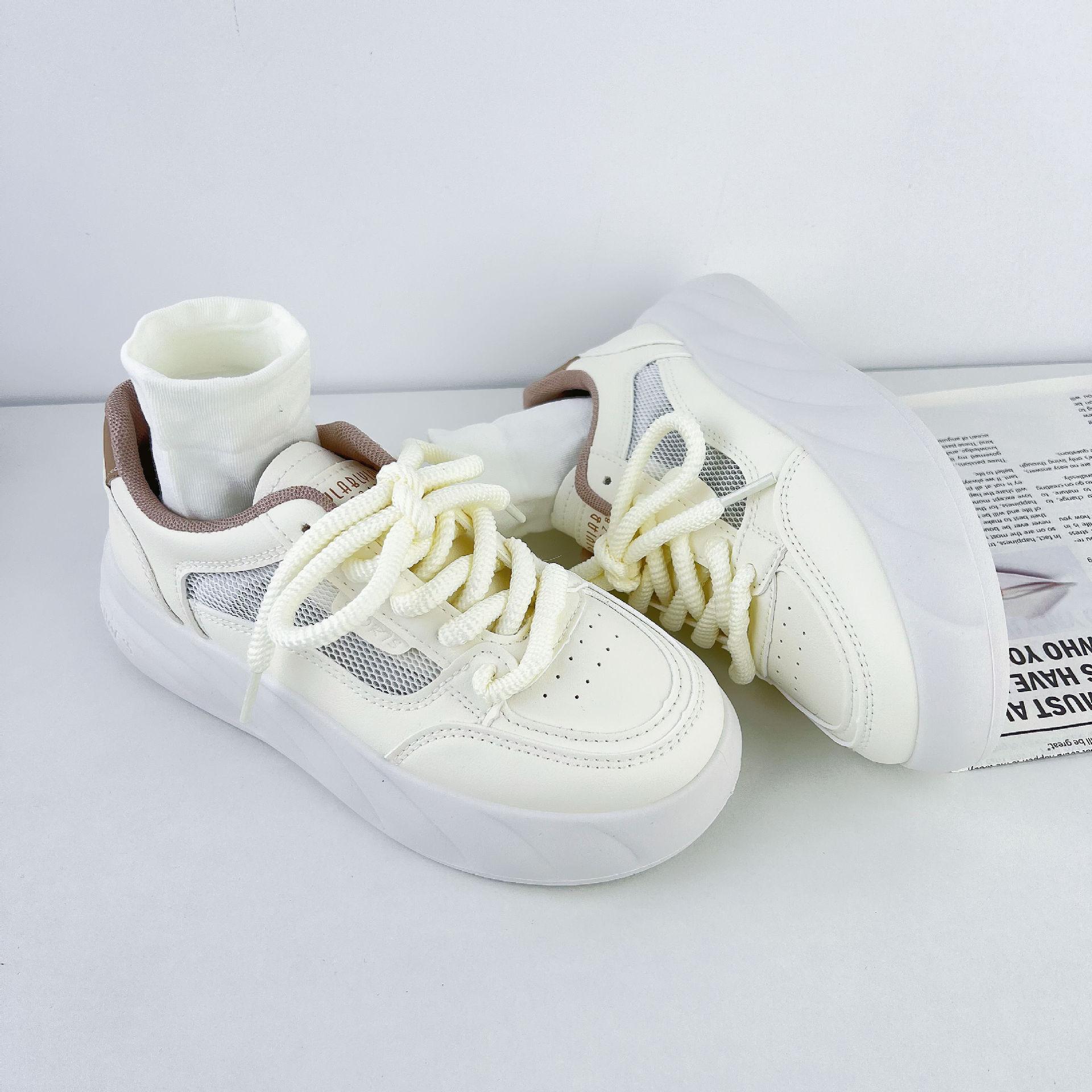 

Platform white shoes women s mesh breathable 2025 summer new Korean version versatile ins tide board shoes casual bread shoes 35