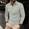 Fashionable Men's Polo Shirt Men's Long-Sleeved Sports Top Solid-Colour Loose-Fit Tops