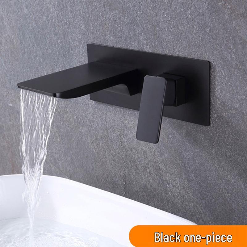 All-Copper Concealed Wall-Mounted Waterfall Basin Faucet (Hot & Cold)
