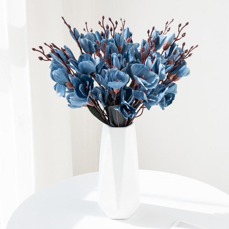 1PC Magnolia Bouquet Artificial Flowers for Home Decor Wedding Christmas Party Supplies Photography Props Bride Accessories