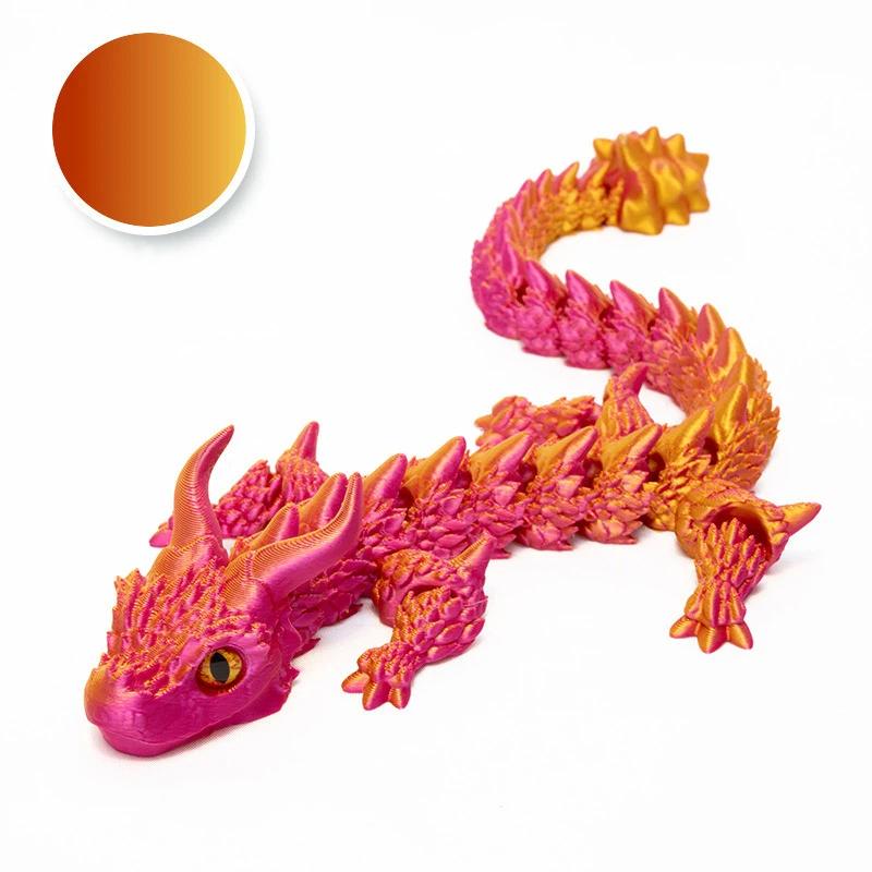 Fun 3D Printed Articulated Dragon 30cm Fidget Craft Ornament Cute Desktop Decor Gift for Children Adults Home Office Use