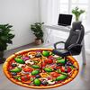 1 szt. Dywanik na krzesło z nadrukiem pizzy do biura, Okrągła mata poliestrowa, Wystrój wnętrz do biura, Łatwy w pielęgnacji materiał, Zmywalny antypoślizgowy dywanik obszarowy