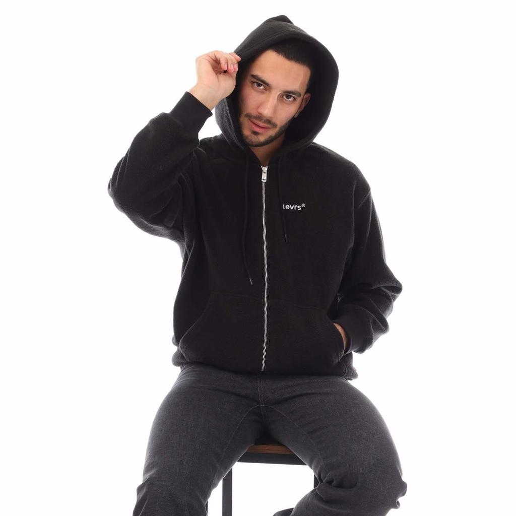 Levis Mens Headline Logo Full Zip Relaxed Fit Hoodie
