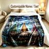 Gnome Theme Custom Blanket Personalized Name & Text Customized Soft Warm Throw Blanket Home Decor