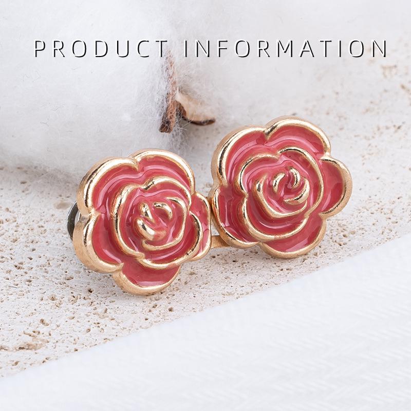 Rose Waist-Cinching Button: Metal-Free, Stitch-Free, Detachable Hook-and-Eye for Jeans