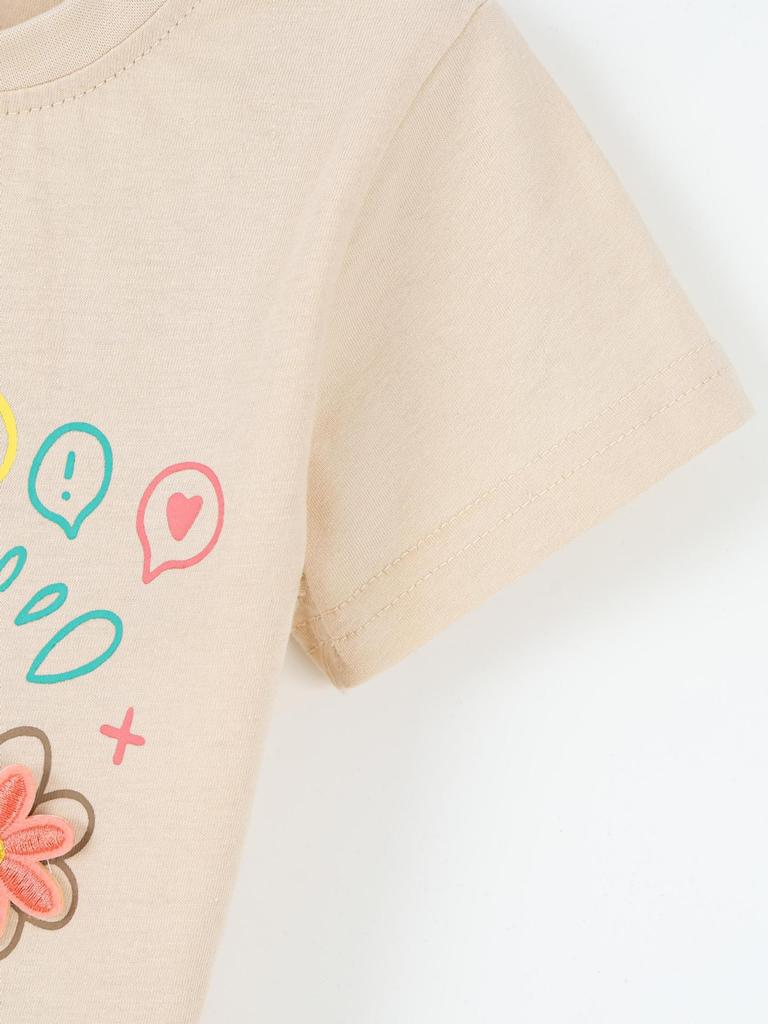2026 Summer Girls' Floral Print Short-Sleeve Round-Neck T-shirt - European & American Style