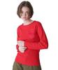 LS COLOR STITCH EMB WAFFLE T-SHIRT Women's M Red 783-4230604
