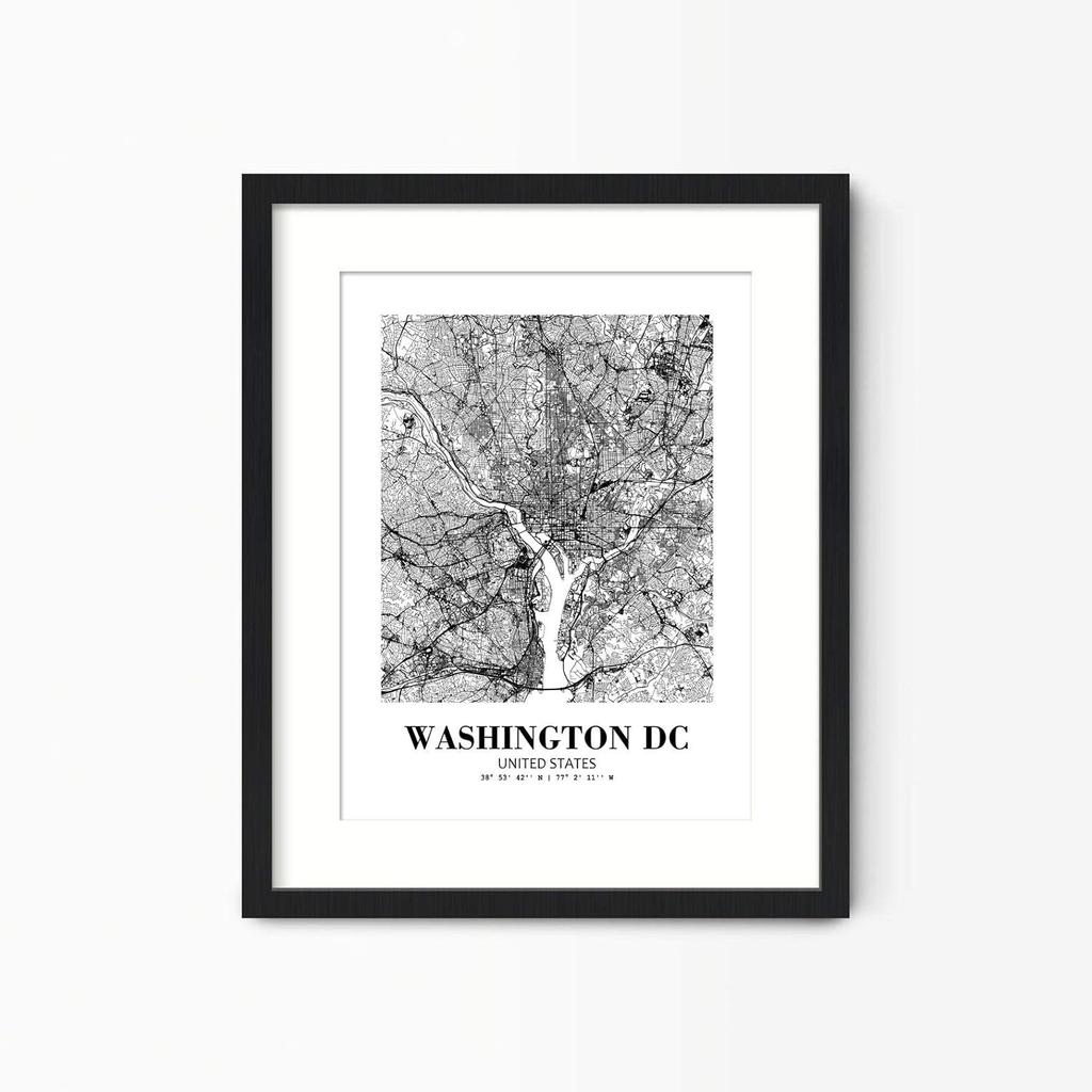 Eleville 8X10 Unframed Washington DC United States City View Abstract Road Modern Map Art Print Poster Wall Office Home Decor Minimalist Line Art