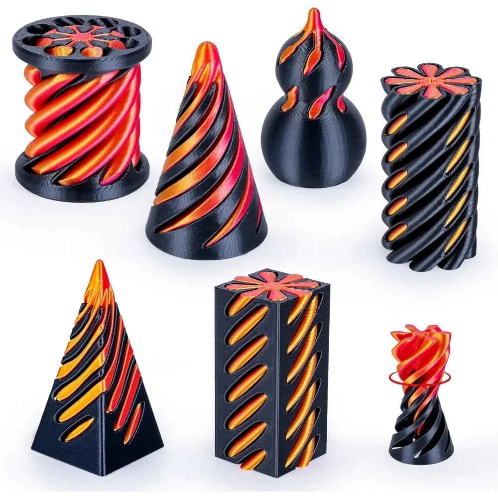 6 ks Spirálových Kuželových Fidget Hraček 3D Tištěné Pyramidové Sloupky s Nemožným Průchodem Tykev Šroubovité Hračky pro Úzkost Relaxační