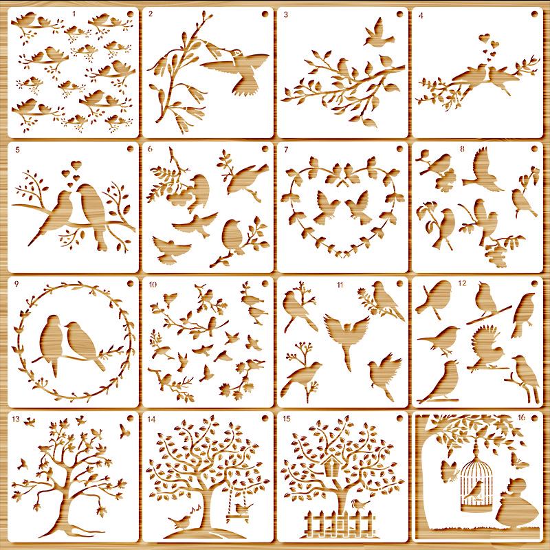 Plant and Animal Painting DIY Stencil - Flower Graffiti PET Template