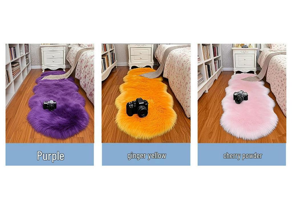 Cross-border Long-Pile Carpets: Irregular Faux Wool Rugs for Living Room, Bay Window, and Bedside