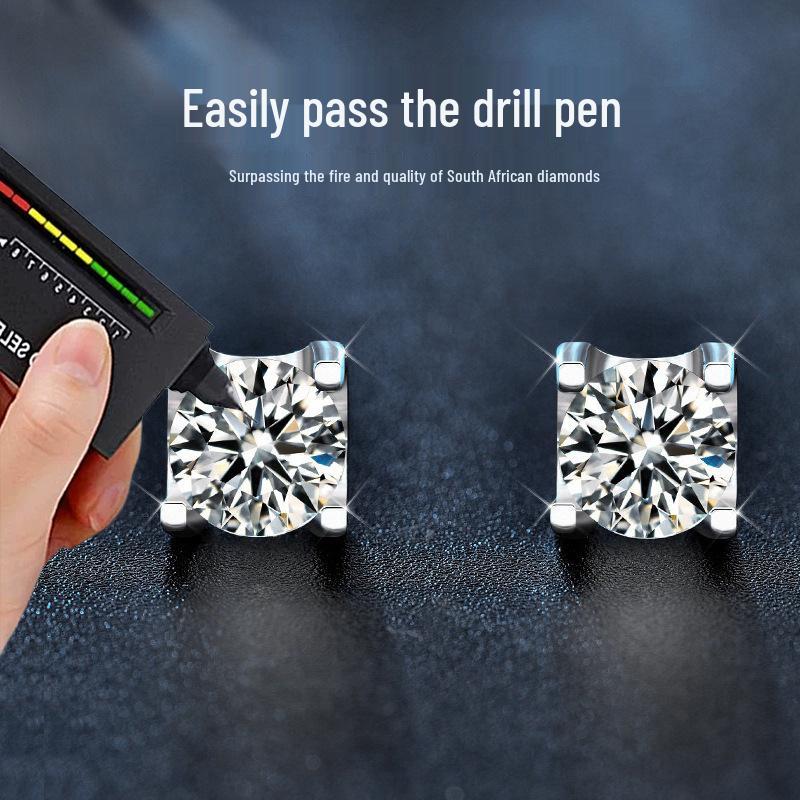 Elegant Bull Head Diamond Stud Earrings: D Color Moissanite In S925 Sterling Silver with PT95 Platinum Plating