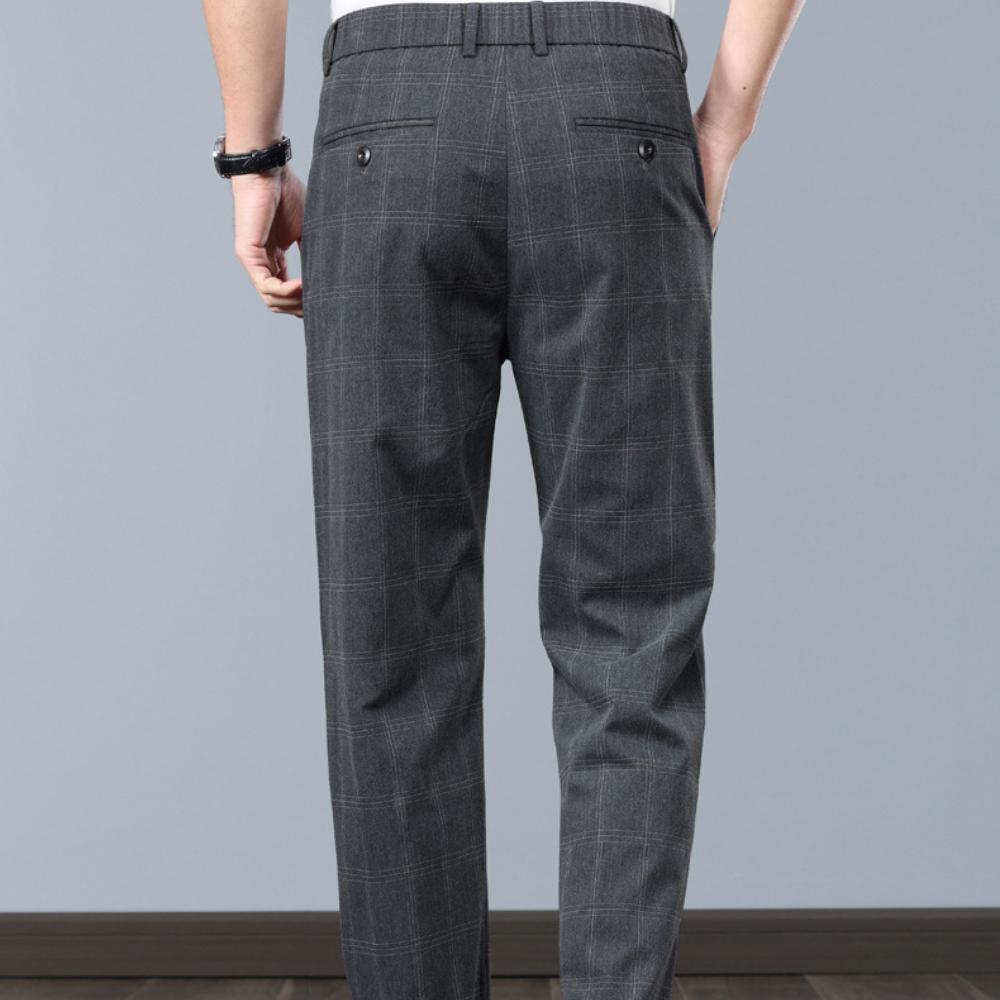 Herren Sommer Dünne Freizeit Hose Elastische Westernhose Herren Koreanischer Stil Trendy Elastischer Bund Elastische Hose Karierte Hose